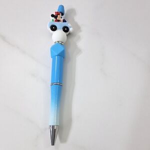 Minnie Mouse Driving Car Blue Beaded Writing Pen, Black Ink Pen, NEW